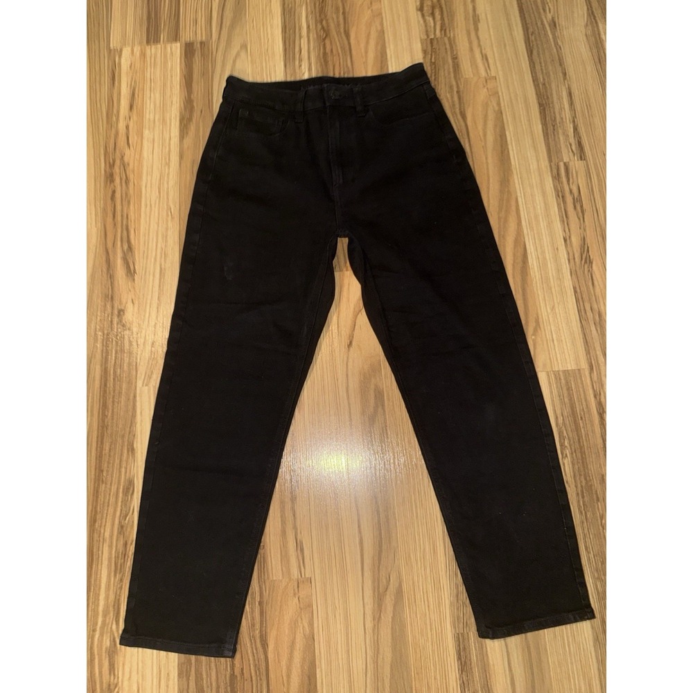 American Eagle Outfitters Women's Sz 6 Short Mom Jeans Black Denim Straight